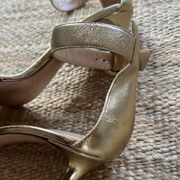 GIANVITO ROSSI Milano Gold Leather Portofino 105 Ankle Strap Heels - Picture 9 of 10